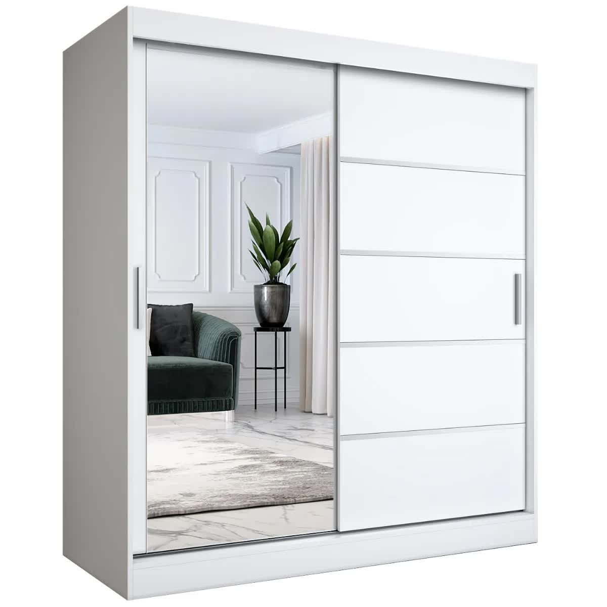 Szafa przesuwna MODUO COMFORT 3 180 biała mat z lustrem