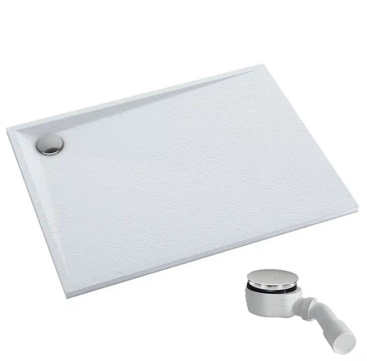 Brodzik prostokątny Schedpol Etrusco biały kamień kompozyt 90x120x3 3.470/B/ST