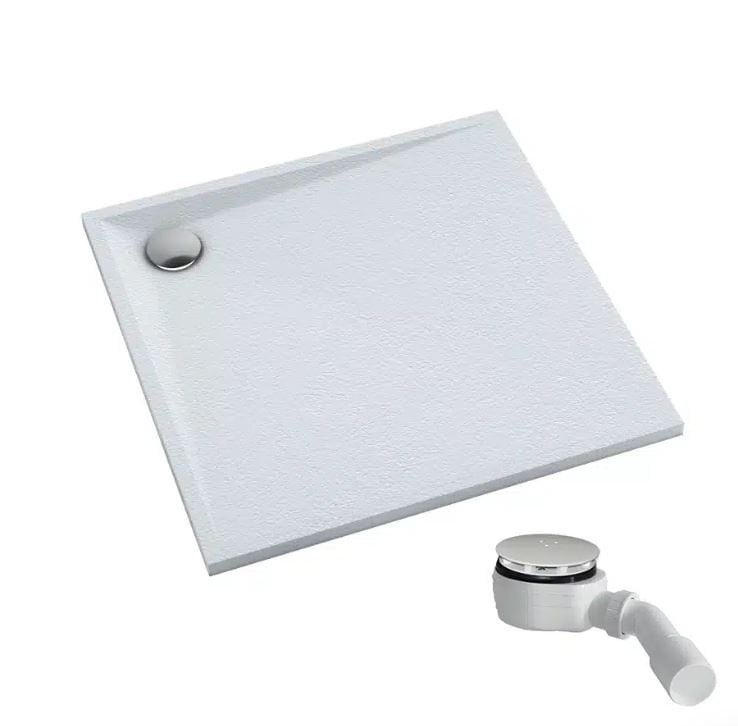 Brodzik kwadratowy Schedpol Etrusco biały kamień kompozyt 90x90x3 3.461/B/ST