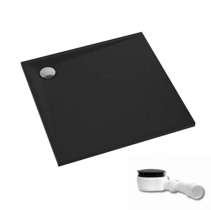Brodzik kwadratowy Schedpol Etrusco czarny kamień kompozyt 80x80x3 3.460/C/ST