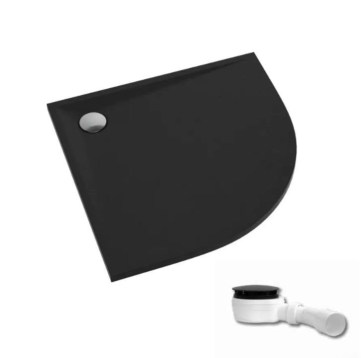 Brodzik półokrągły Schedpol Etrusco czarny kamień kompozyt 90x90x3 r55 3.464/C/ST
