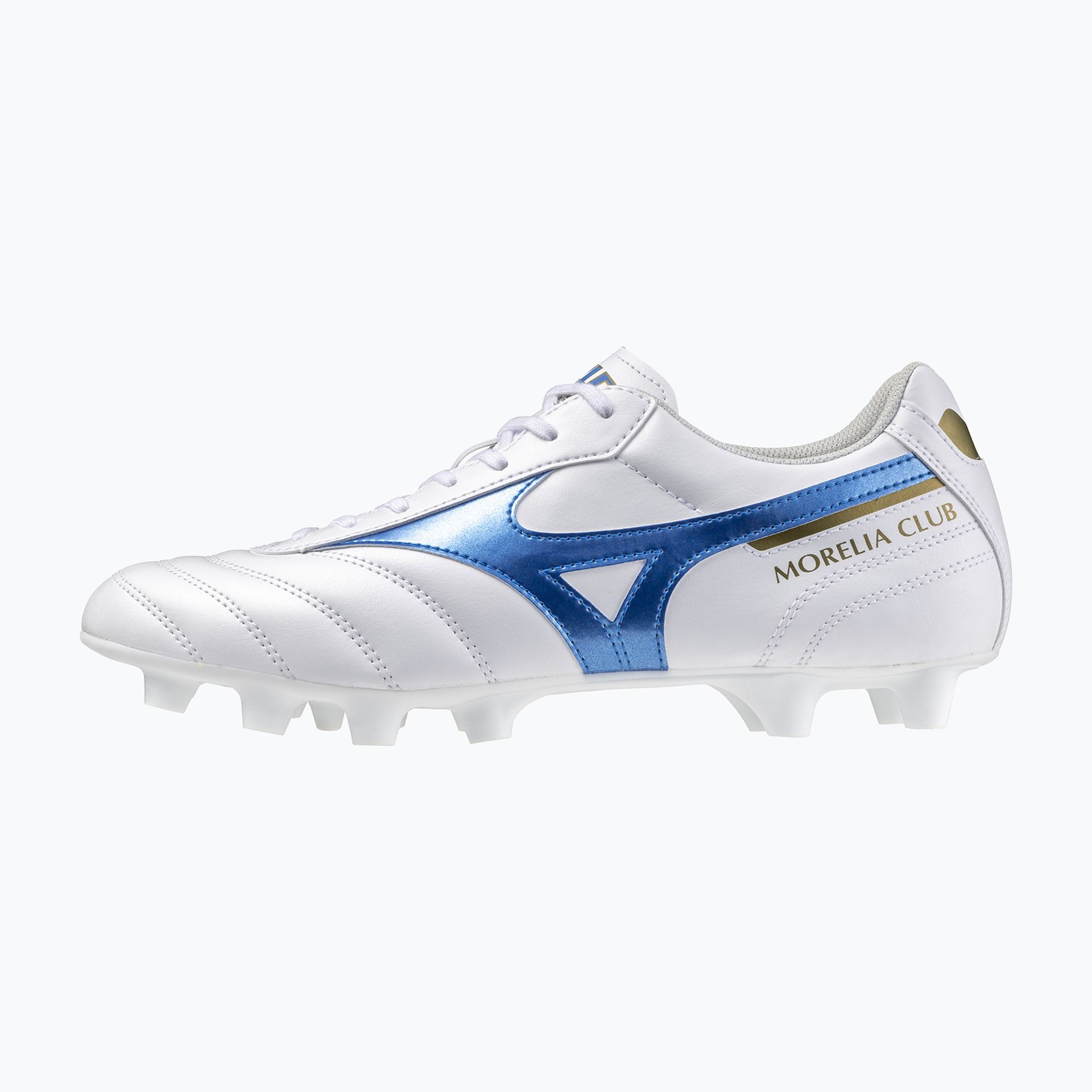 Buty piłkarskie męskie Mizuno Morelia II Club FG white/laser blue/gold WYSYŁKA W 24H 30 DNI NA ZWROT