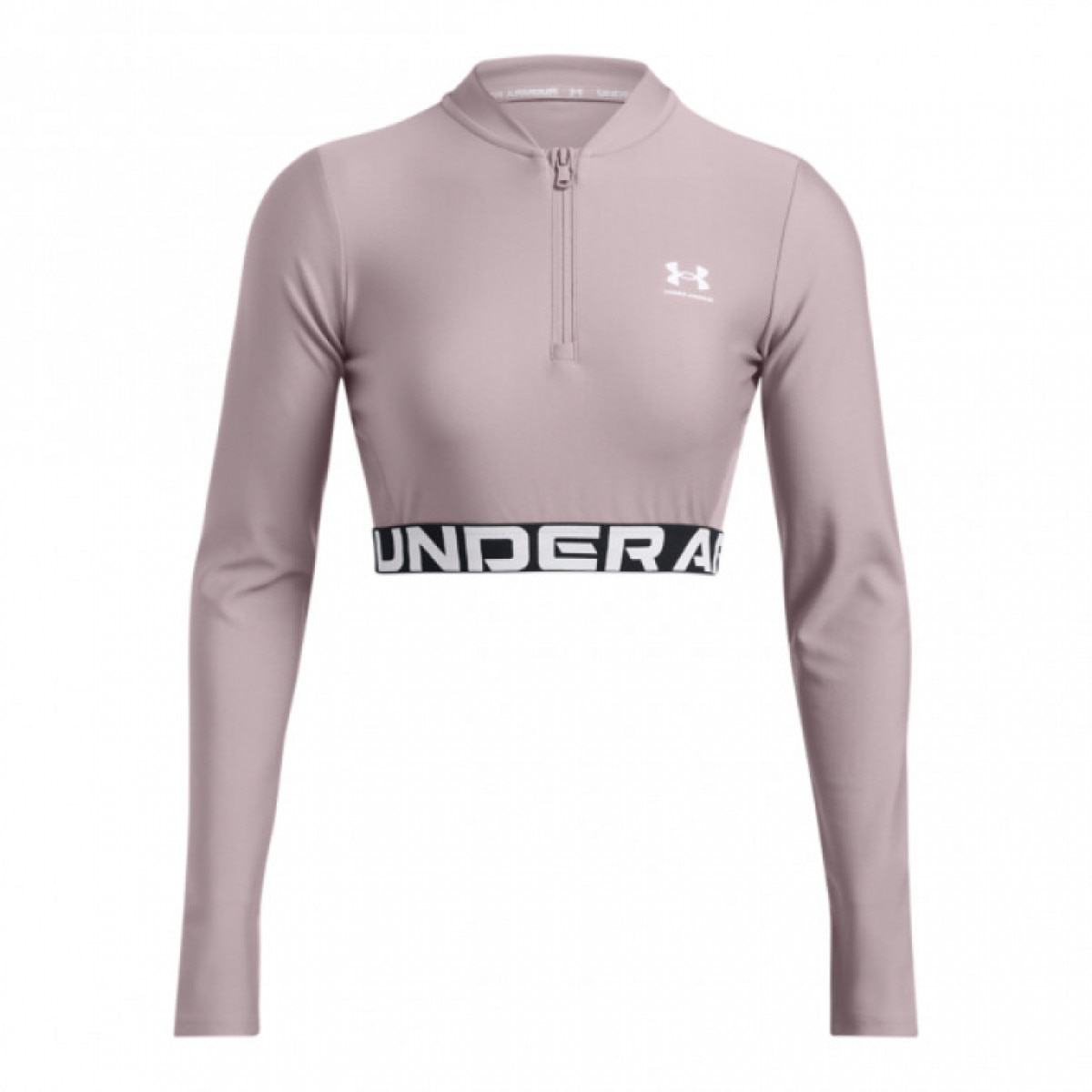 Damski longsleeve treningowy Under Armour Heatgear Rib 1/4 Zip Ls - beżowy - UNDER ARMOUR