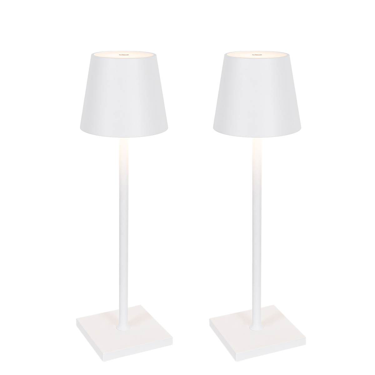 QAZQA Zestaw 2 lamp stołowych zewnętrznych białych w komplecie z diodą LED i ładowanym ściemniaczem - Janet