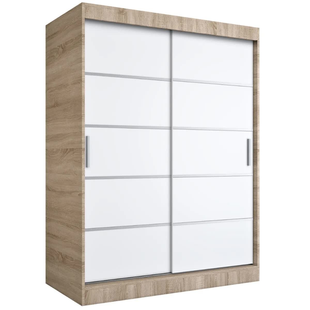 Szafa przesuwna MODUO COMFORT 150 dąb sonoma/biała mat z listwami