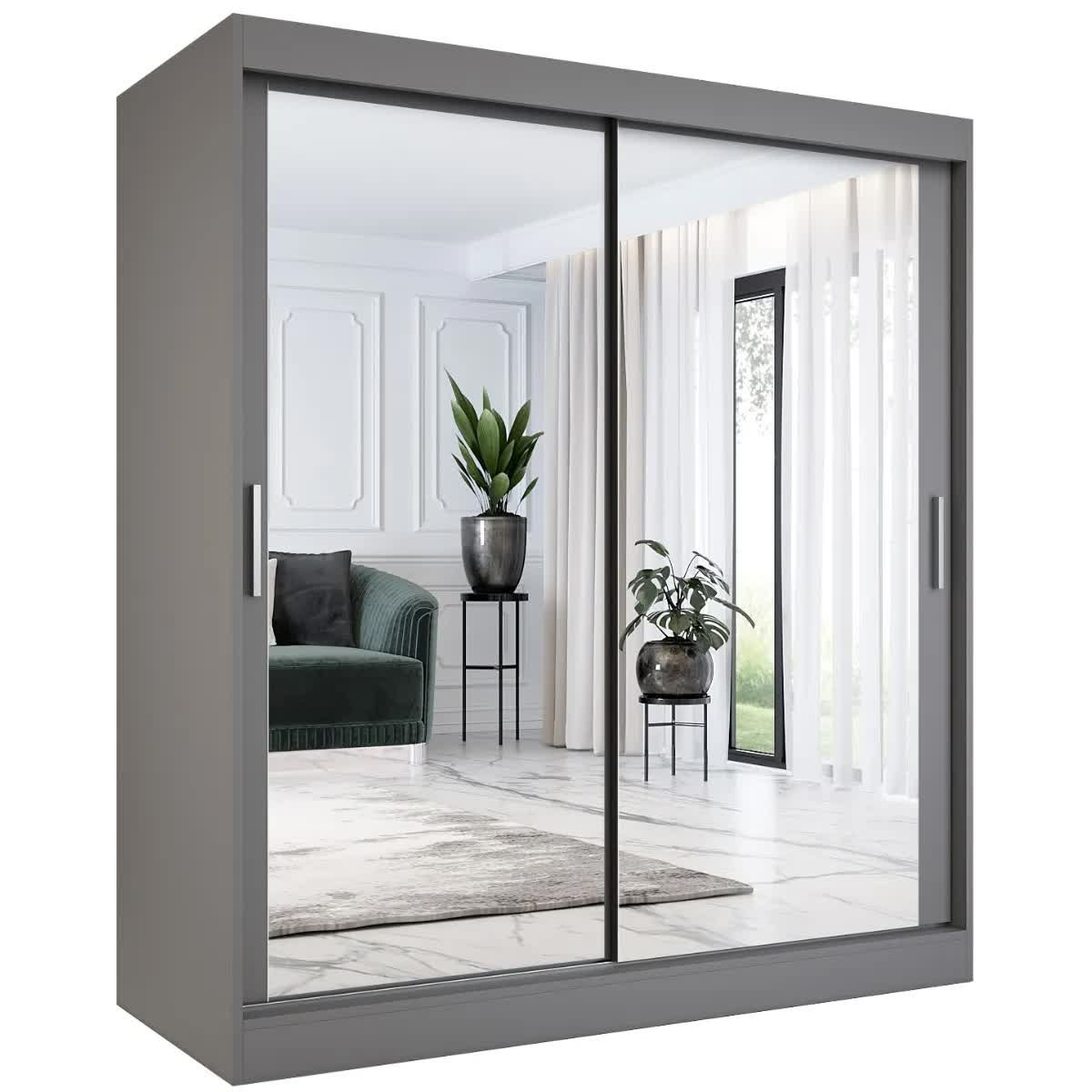 Szafa przesuwna MODUO COMFORT 180 antracyt z dwoma lustrami