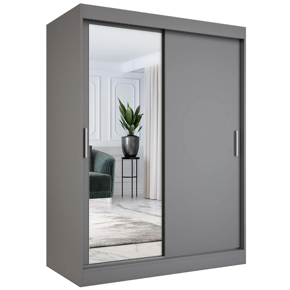 Szafa przesuwna MODUO COMFORT 150 antracyt z lustrem po lewej