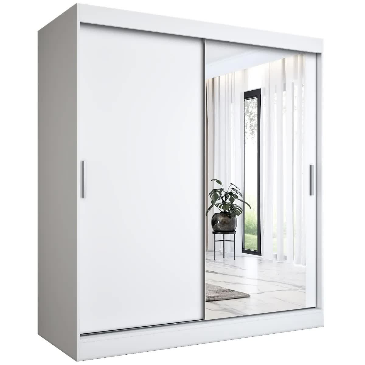 Szafa przesuwna MODUO COMFORT 180 biała mat z lustrem po prawej