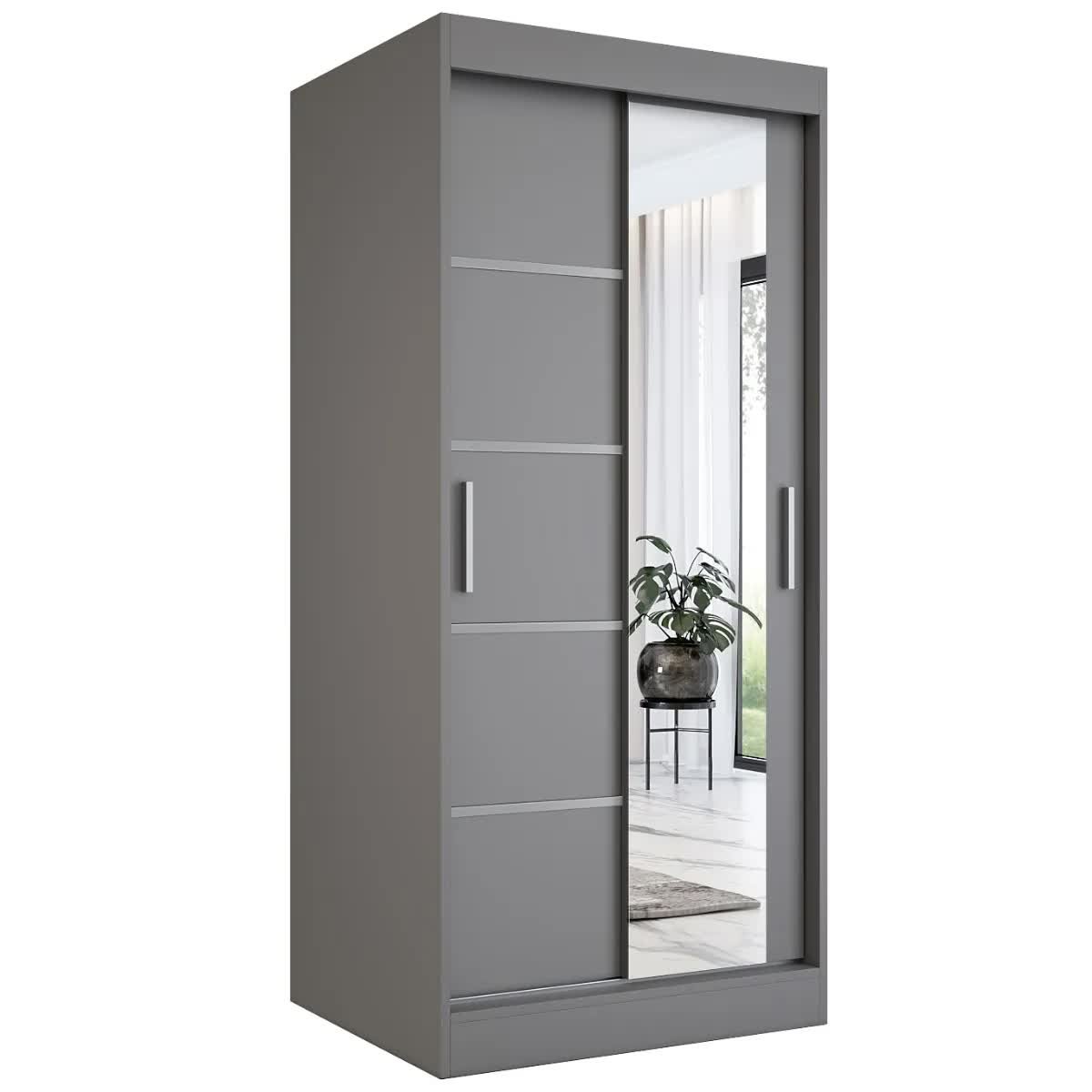 Szafa przesuwna MODUO COMFORT 2 90 antracyt z lustrem