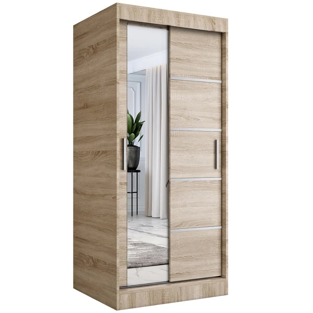 Szafa przesuwna MODUO COMFORT 3 90 dąb sonoma z lustrem