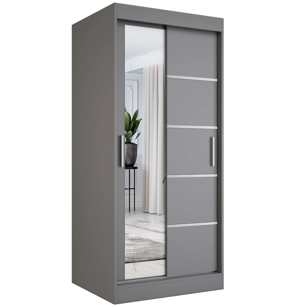 Szafa przesuwna MODUO COMFORT 3 90 antracyt z lustrem