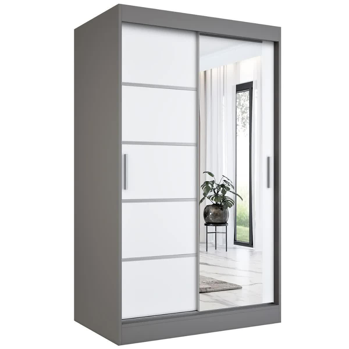 Szafa przesuwna MODUO COMFORT 2 120 antracyt/biała mat z lustrem