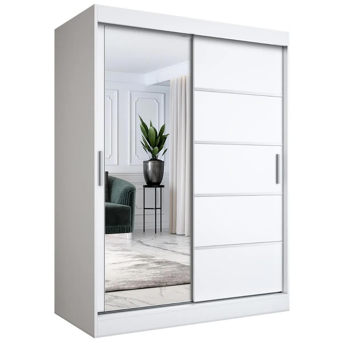 Szafa przesuwna MODUO COMFORT 3 150 biała mat z lustrem