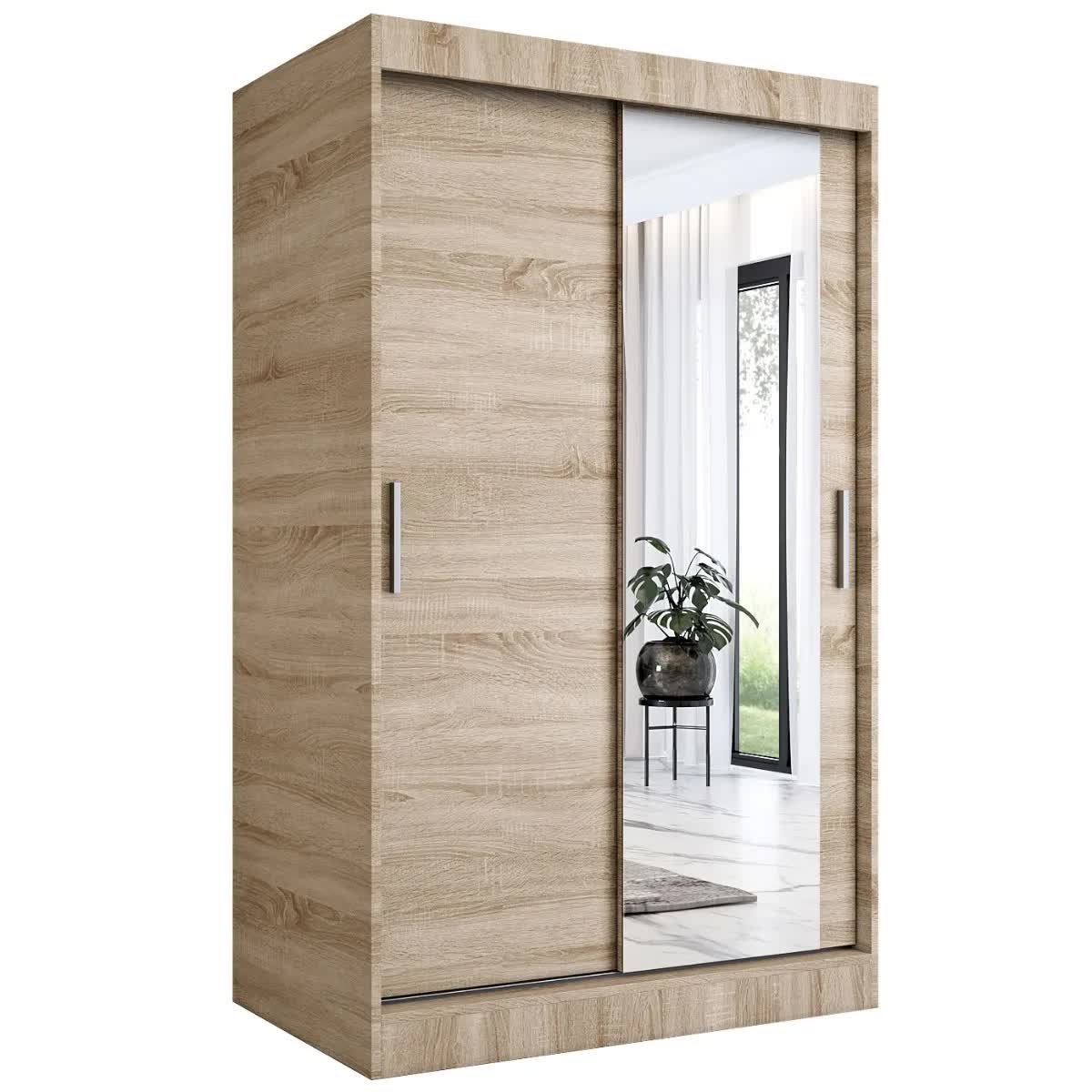 Szafa przesuwna MODUO COMFORT 120 dąb sonoma z lustrem po prawej