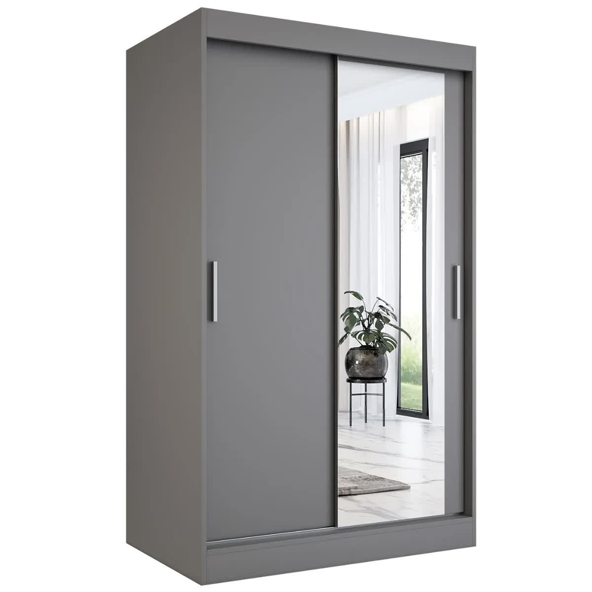 Szafa przesuwna MODUO COMFORT 120 antracyt z lustrem po prawej