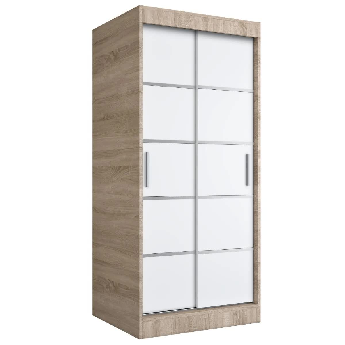 Szafa przesuwna MODUO COMFORT 90 dąb sonoma/biała mat z listwami