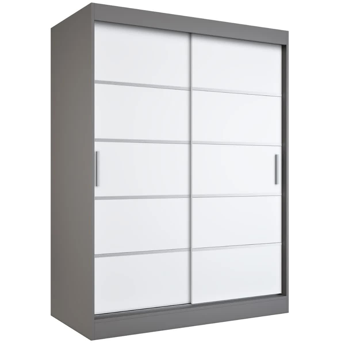 Szafa przesuwna MODUO COMFORT 150 antracyt/biała mat z listwami