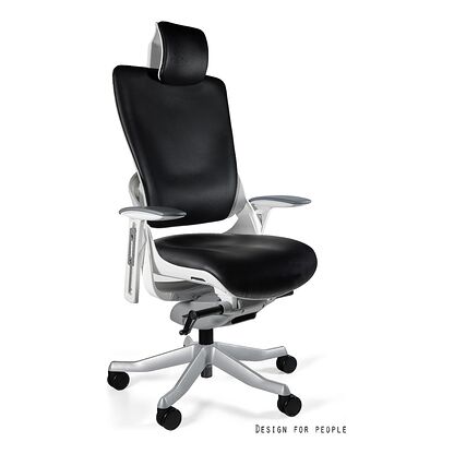 Fotel obrotowy WAU 2 skóra naturalna Biały + czarny