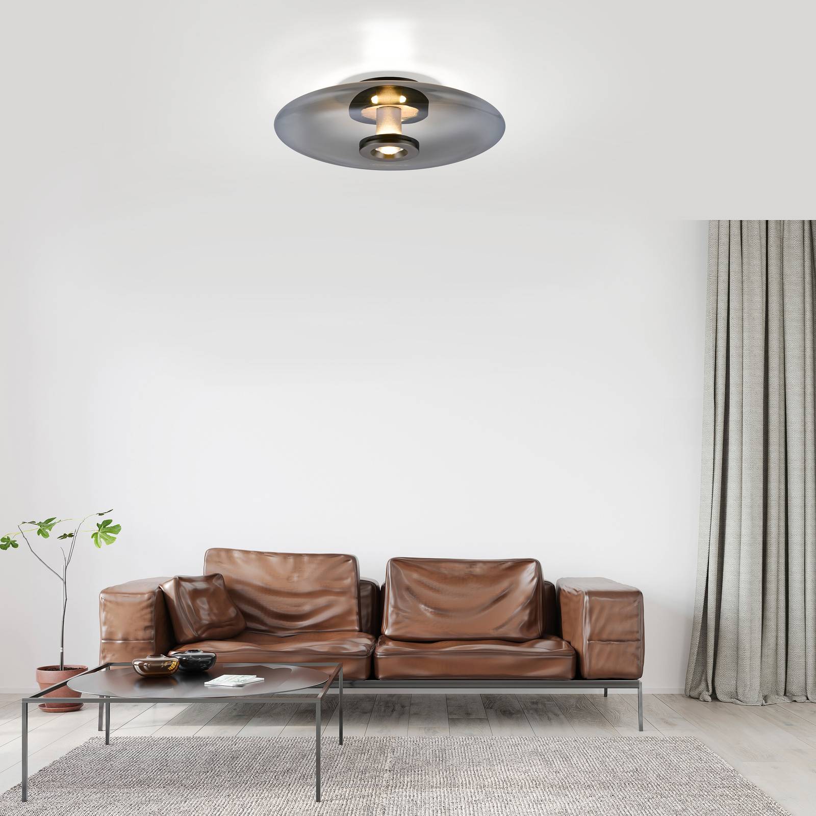 Lampa sufitowa LED PURE Vitrum, szara, szkło/aluminium, Ø 45 cm