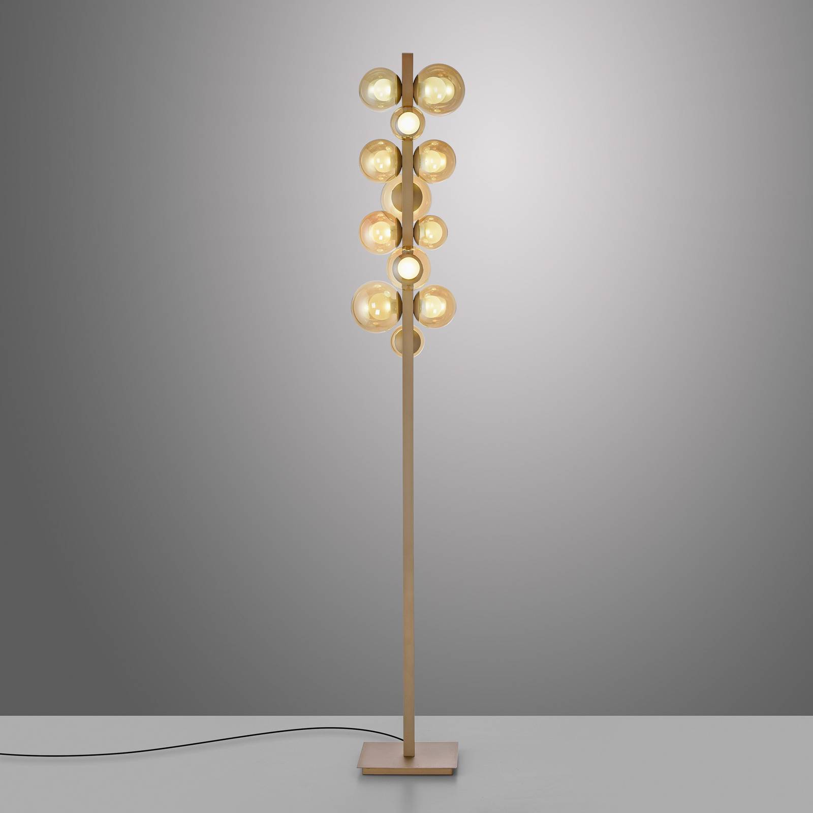 PURE lampa stojąca LED pop-up brąz aluminium/szkło ściemniany 12-punktowa
