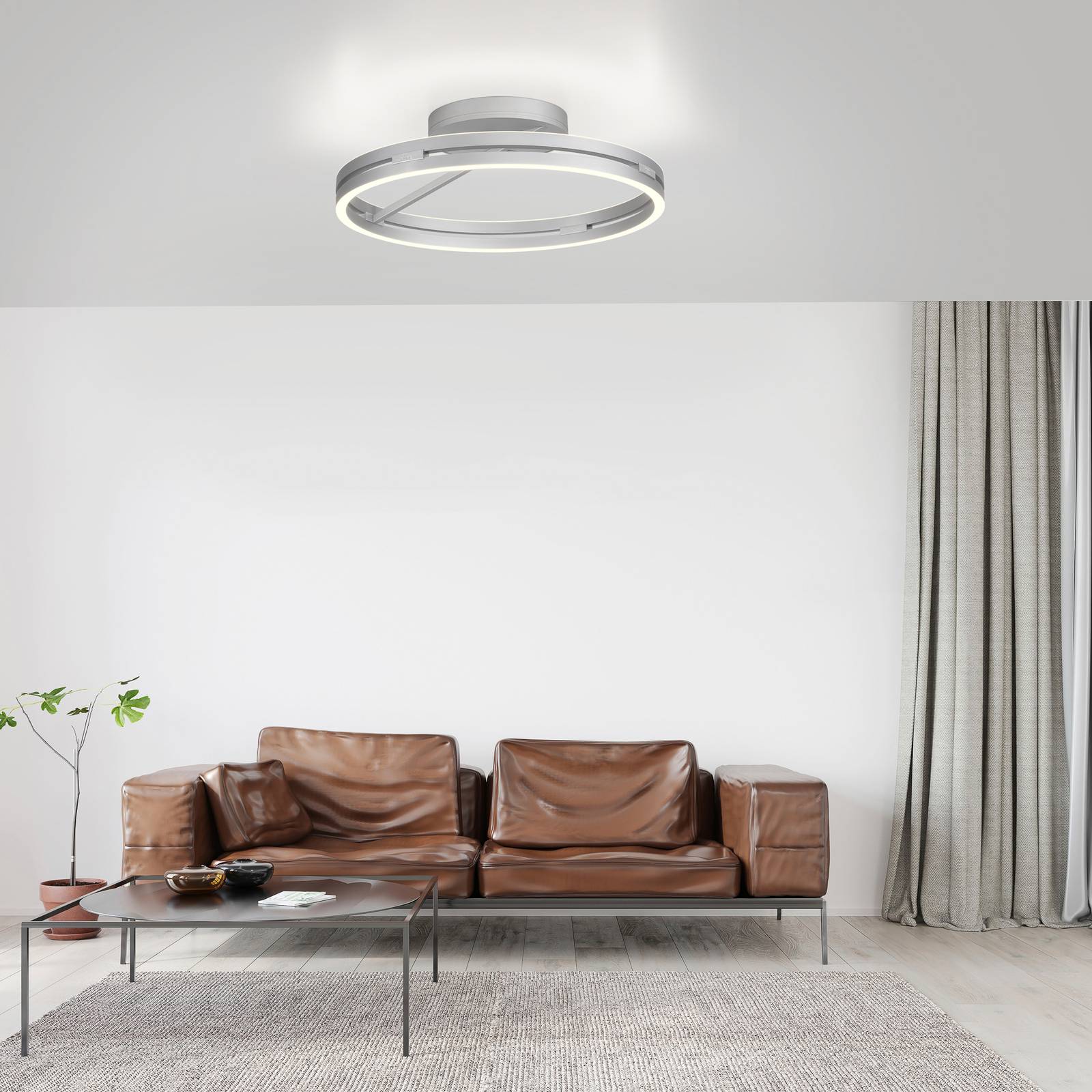 PURE lampa sufitowa LED Loop, aluminium, metal, Ø 60 cm CCT