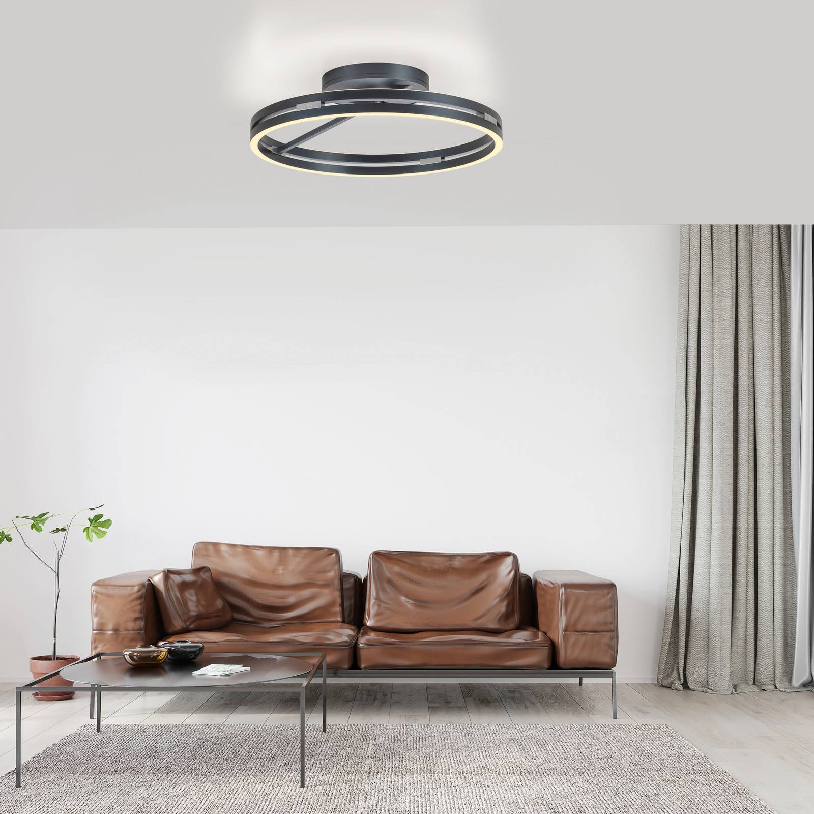 PURE lampa sufitowa LED Loop, szary, metal, Ø 60 cm, CCT