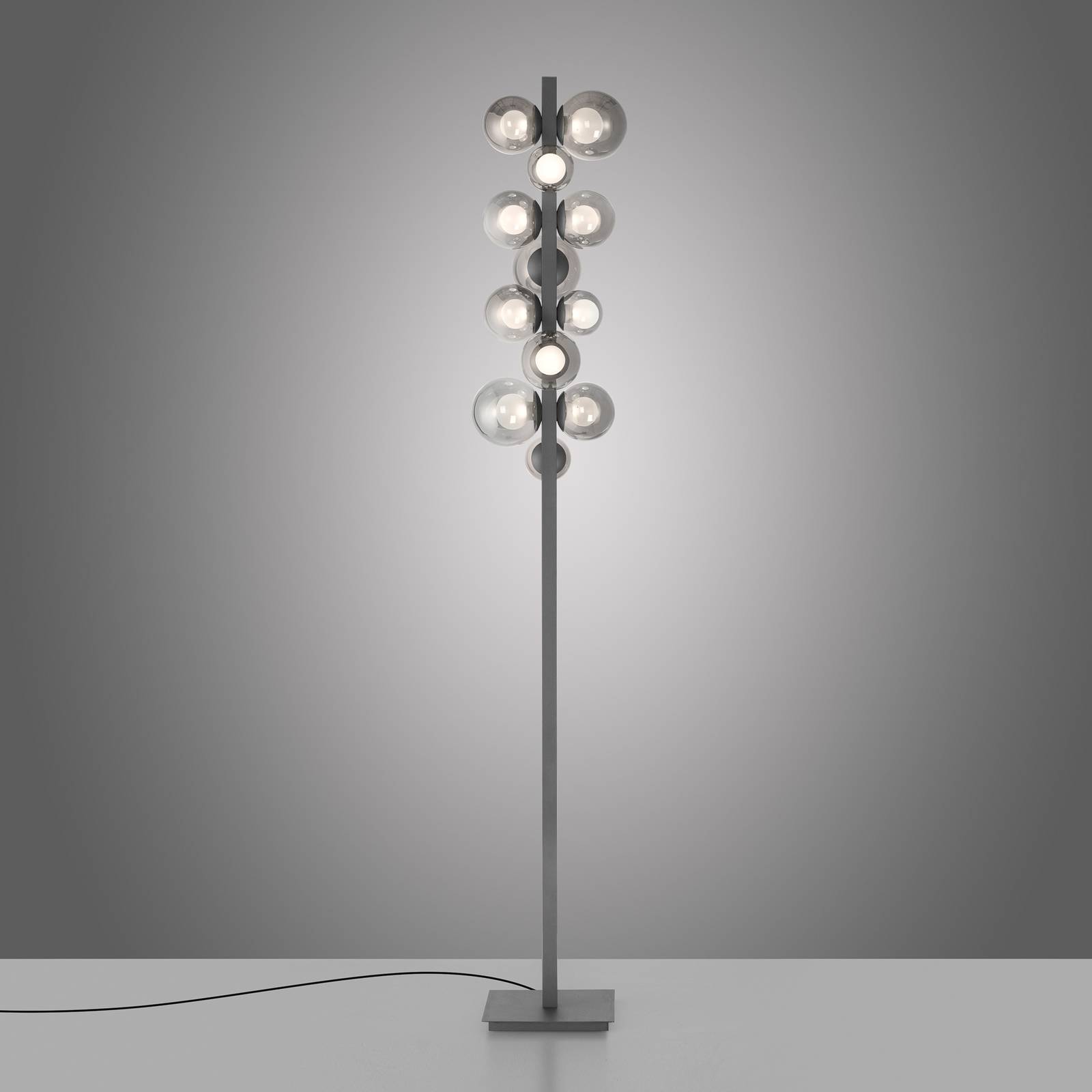 PURE lampa stojąca LED Popup, szary aluminium/szkło ściemniany 12-punktowa.