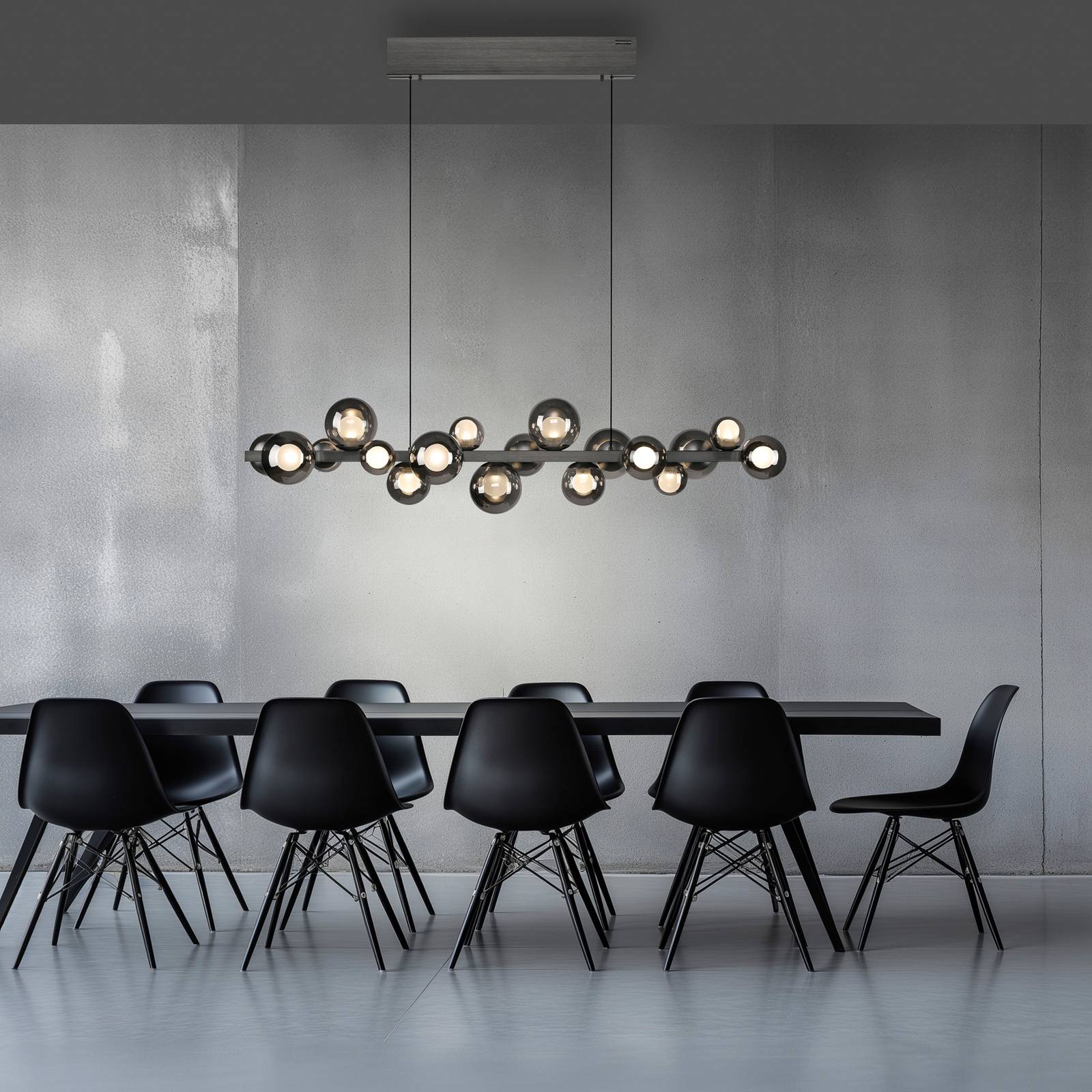 Lampa wisząca LED PURE E-Popup, szara, szkło/metal CCT 18-światło.
