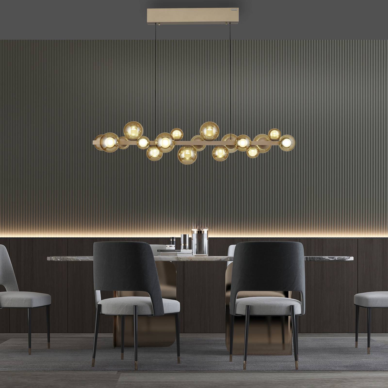 Lampa wisząca LED PURE E-Popup brąz szkło/metal CCT 18-light.