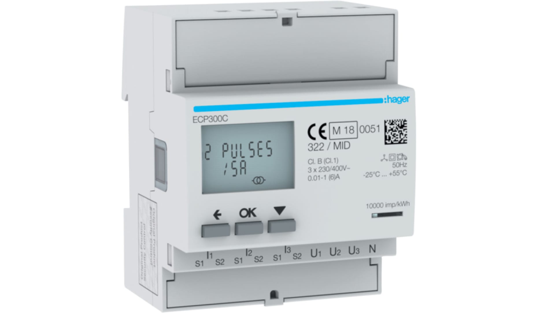 HAGER polo Licznik energii elektr 3-f przekł 1-5A 4M wyjście imp. MID agardio.measure ECP300C ECP300C