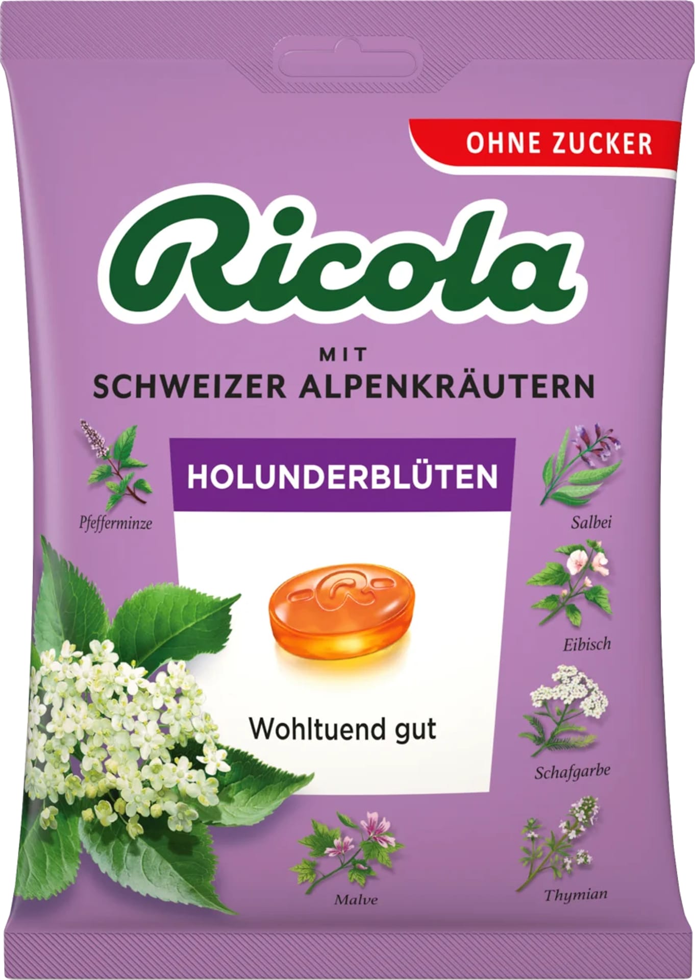 Ricola Holunderblüte Cukierki bez Cukru 75 g