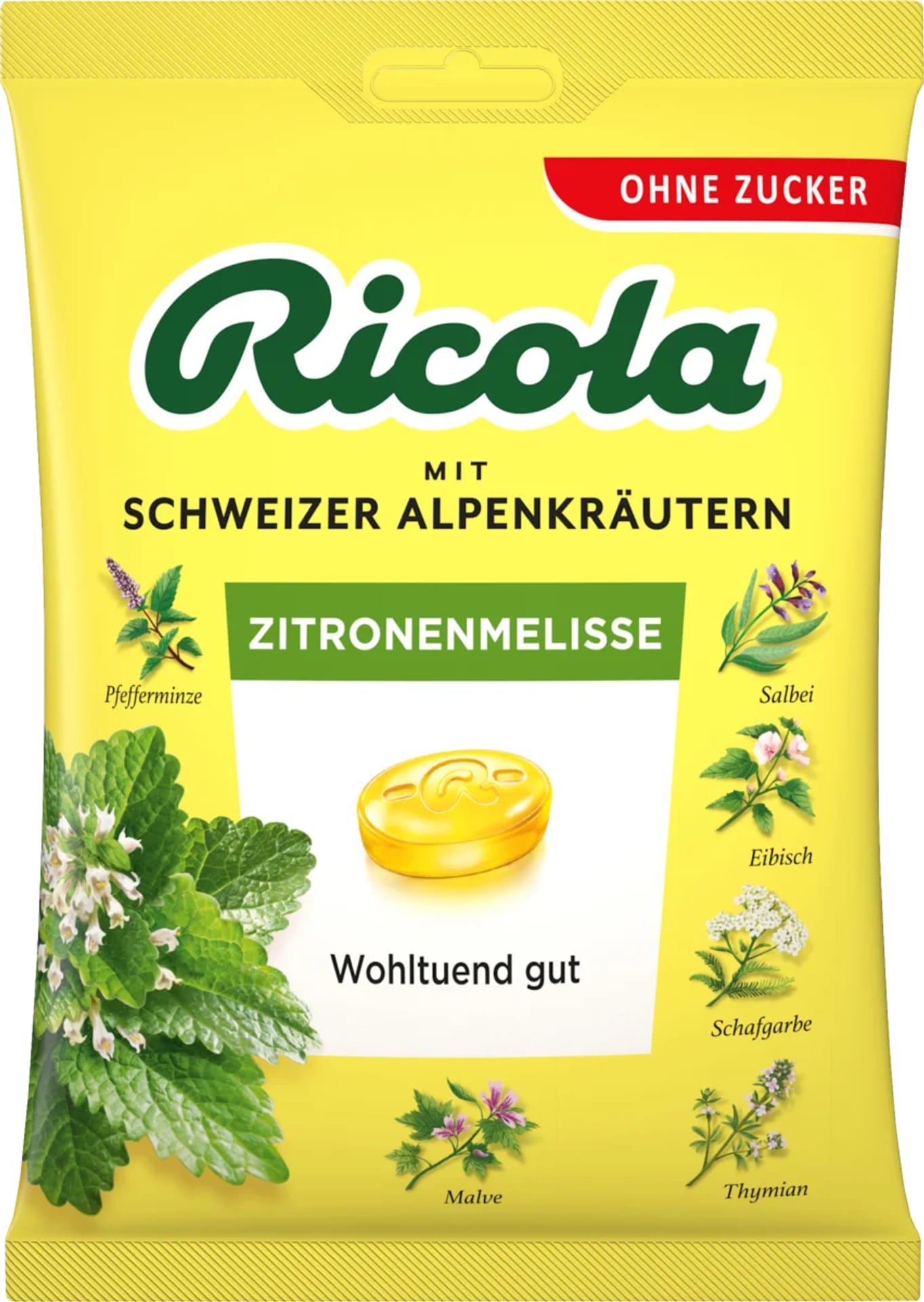 Ricola Alpenkräuter Zitronenmelisse Cukierki bez Cukru 75 g