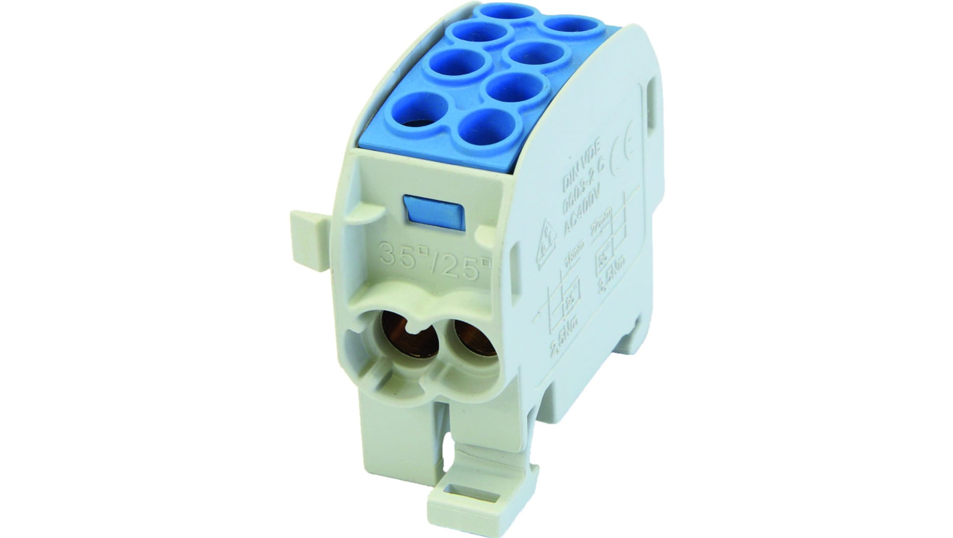Simet Blok rozdzielczy 1-potencjałowy łączony 125A 2x4-35mm2, 2x2,5-25mm2 niebieski SCB 35-Cu 81504003 81504003