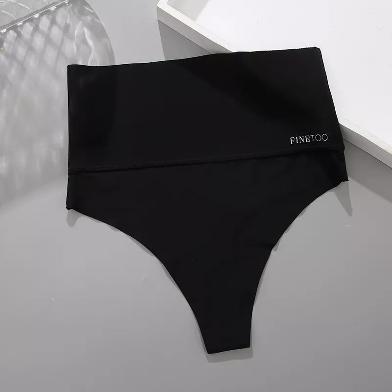 Bezszwowe majtki modelujące z wysokim stanem - Czarny XL