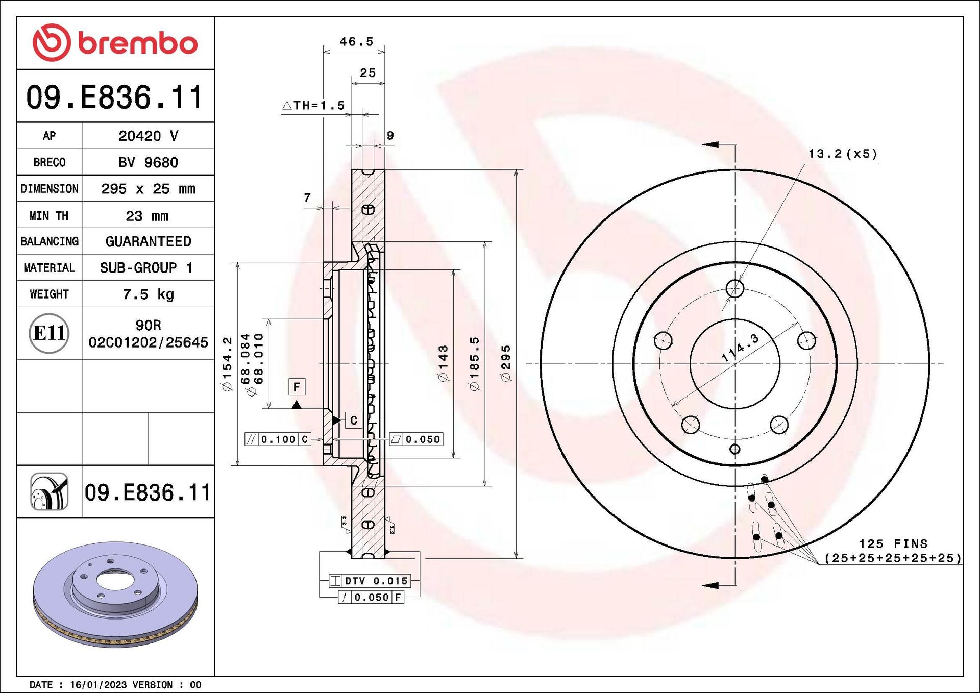 Tarcza hamulcowa Brembo 09.E836.11