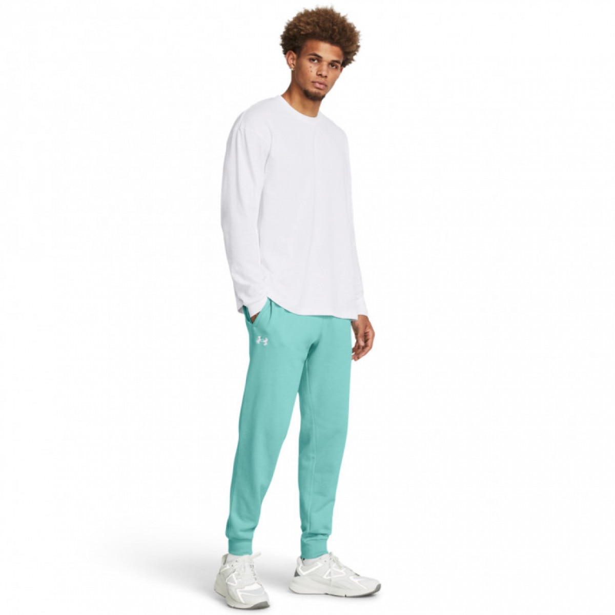 Męskie spodnie dresowe Under Armour UA Rival Fleece Joggers - turkusowe - UNDER ARMOUR