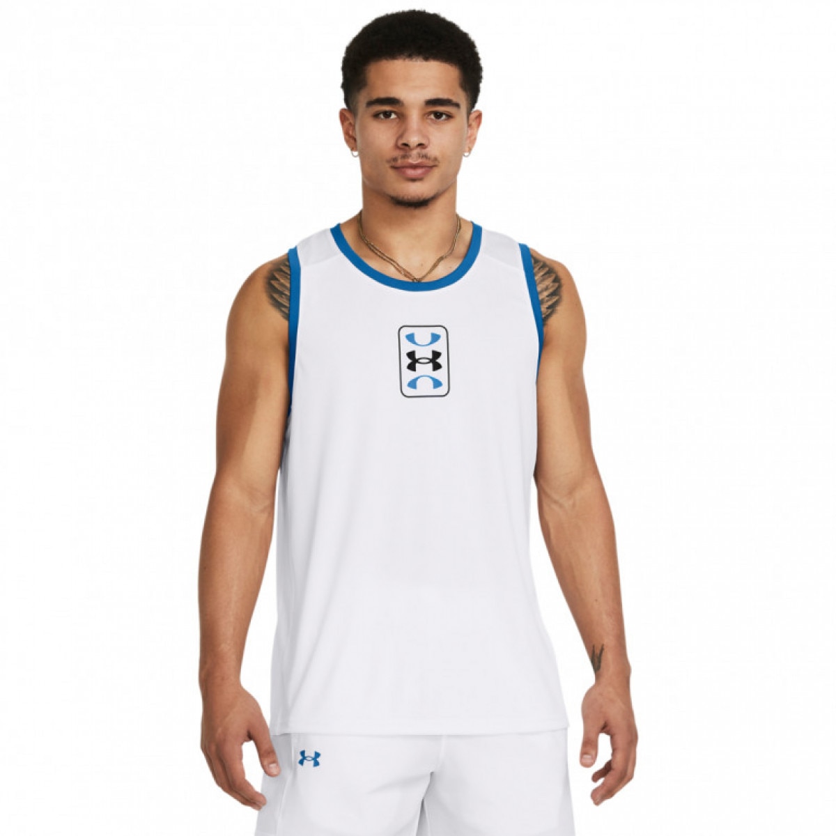 Męski top do koszykówki Under Armour UA Baseline Performance Tank - biały - UNDER ARMOUR