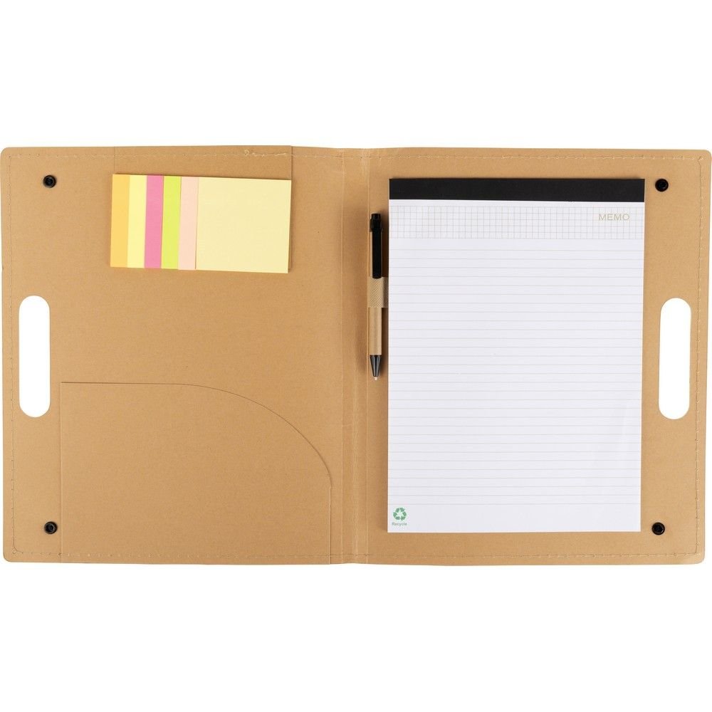 Konferencyjny Zestaw Biurowy z Notatnikiem A4 i Długopisem - Brązowy, Papier 70g/m2 i 600g/m2, Wymiary 34.5x28.3x2.5cm