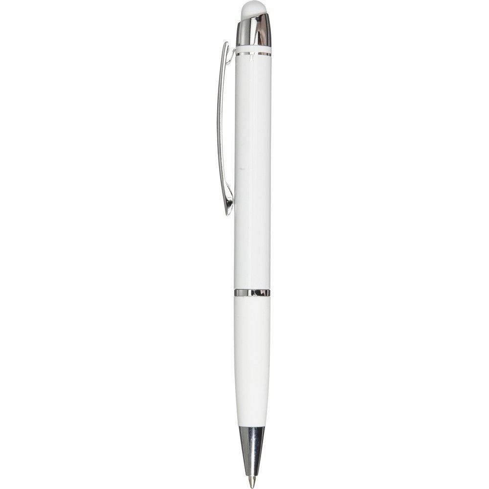 Długopis z funkcją Touch Pen, wykonany z ABS i aluminium, kolor biały, wymiary Ø1 x 14 cm