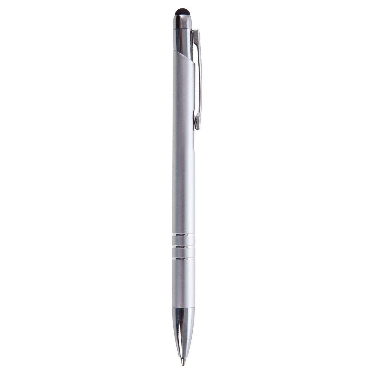 Długopis z funkcją touch pen | Zachary, srebrny, aluminium Ø1 x 14,8 cm