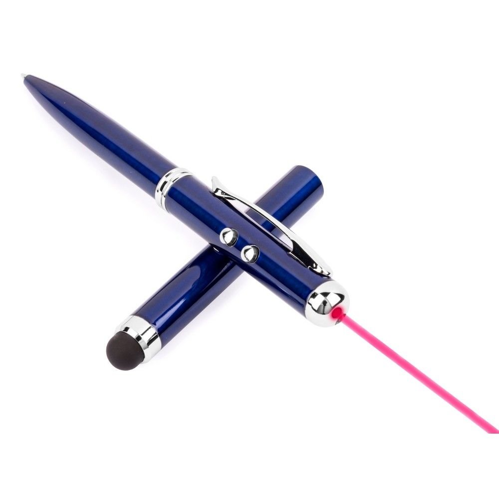 Wskaźnik laserowy, lampka LED, długopis, touch pen granatowy
