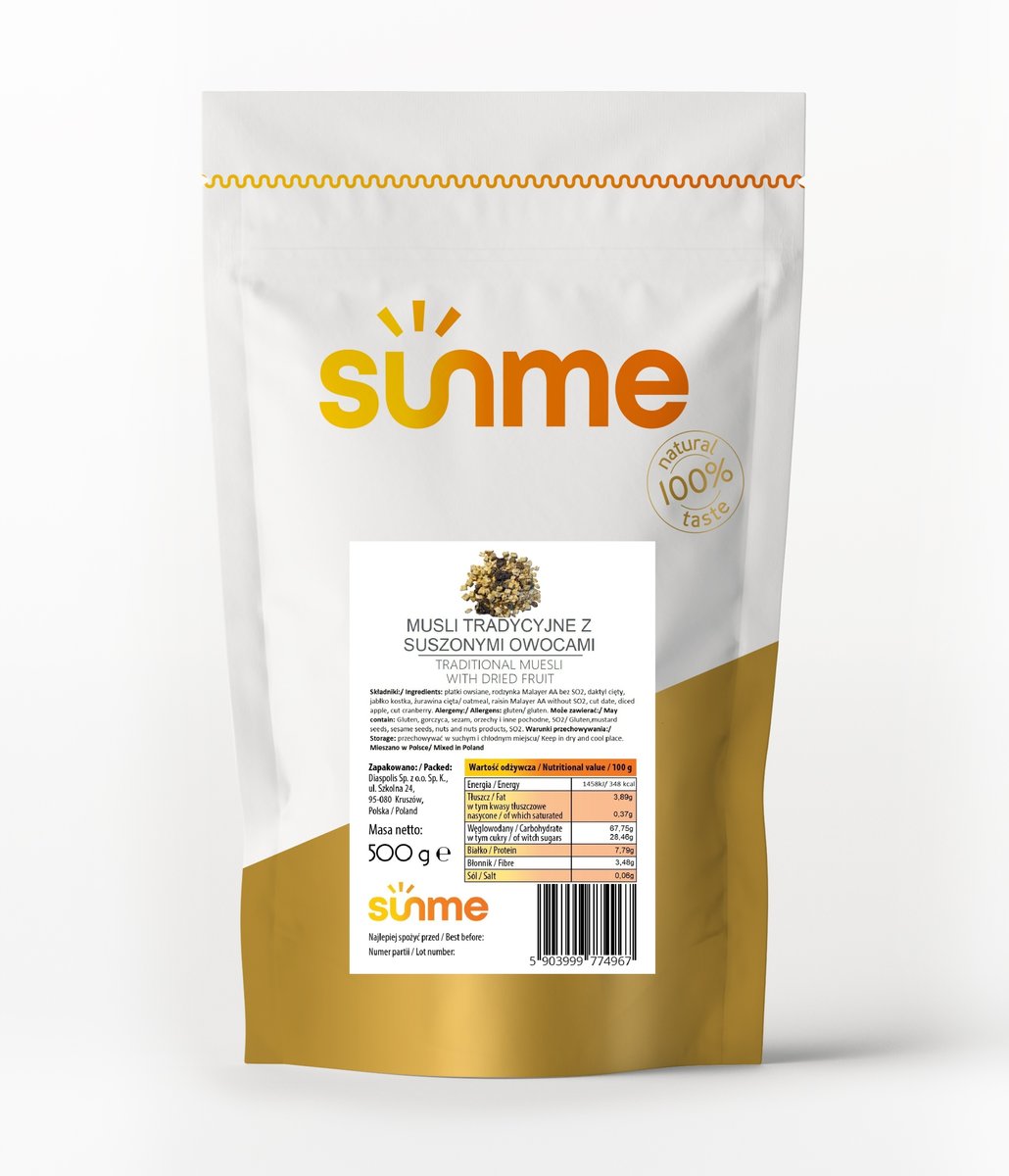 Musli tradycyjne z suszonymi owocami 500g (Muesli)
