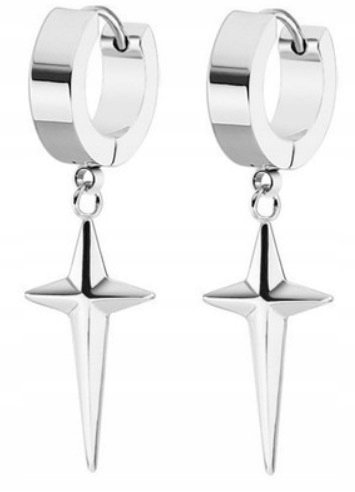 HUGGIE Kolczyki Do Uszu Ze STALI Krzyż Krzyżyk Gothic Punk Rock