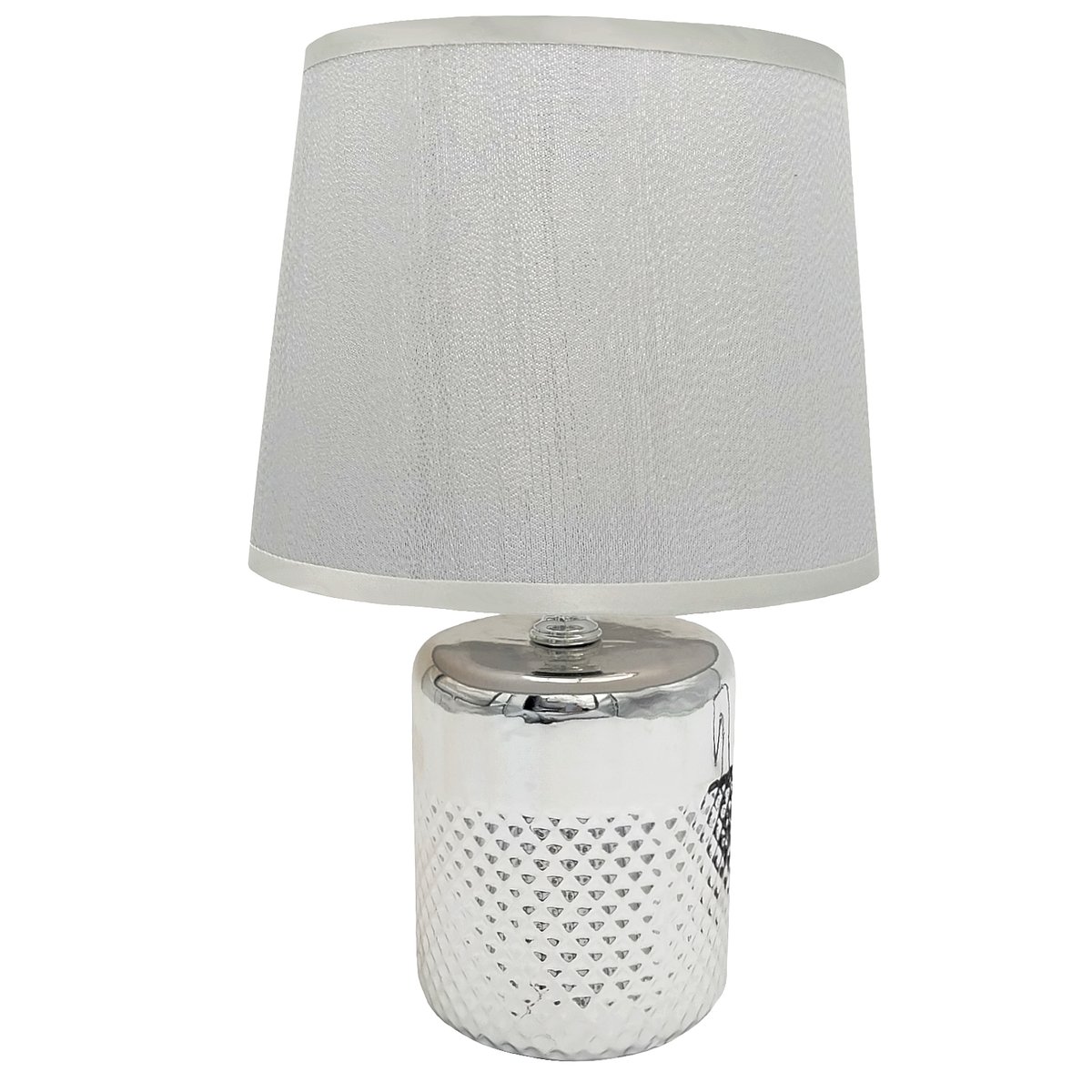 Lampa nocna nowoczesna srebrna stołowa glamour 27 cm
