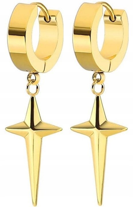 HUGGIE Kolczyki Do Uszu Ze STALI Krzyż Krzyżyk Gothic Punk Rock