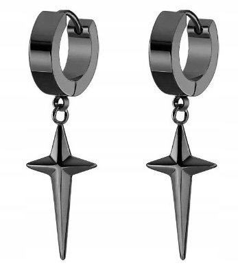 HUGGIE Kolczyki Do Uszu Ze STALI Krzyż Krzyżyk Gothic Punk Rock