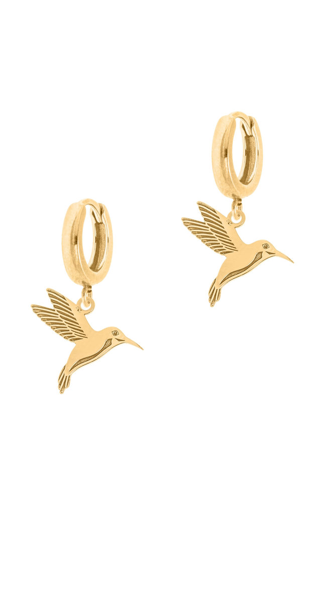 Pozłacane kolczyki z kolibrami