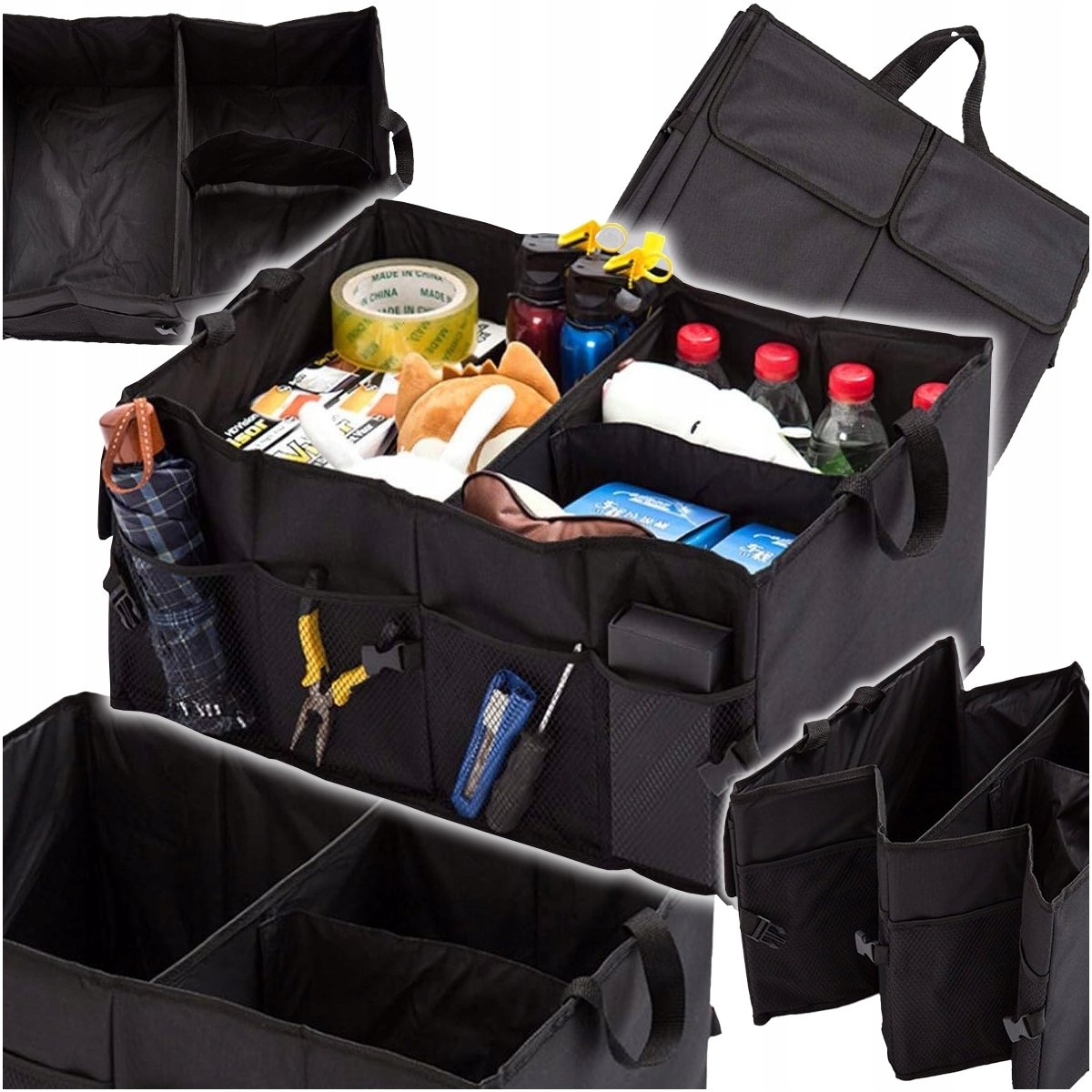 ORGANIZER SAMOCHODOWY DO BAGAŻNIKA DUŻY CZARNY 55x38x26 9 KIESZENI