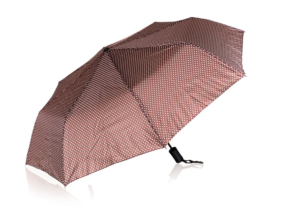 Parasol składany podręczny 52 cm brązowy kropki