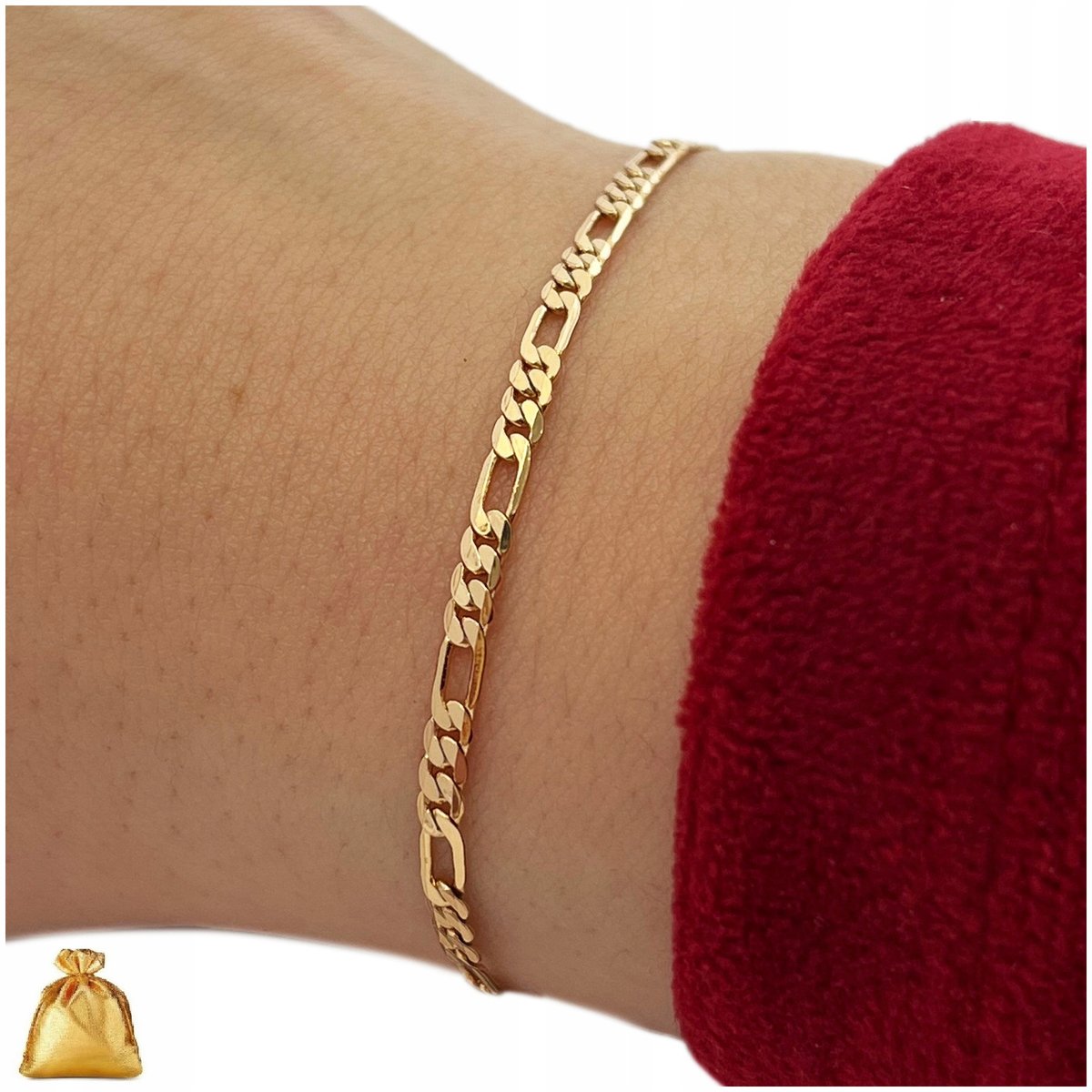 ZŁOTA BRANSOLETKA FIGARO ZE STALI CHIRURGICZNEJ 2,5 MM PREZENT DLA NIEJ 18K